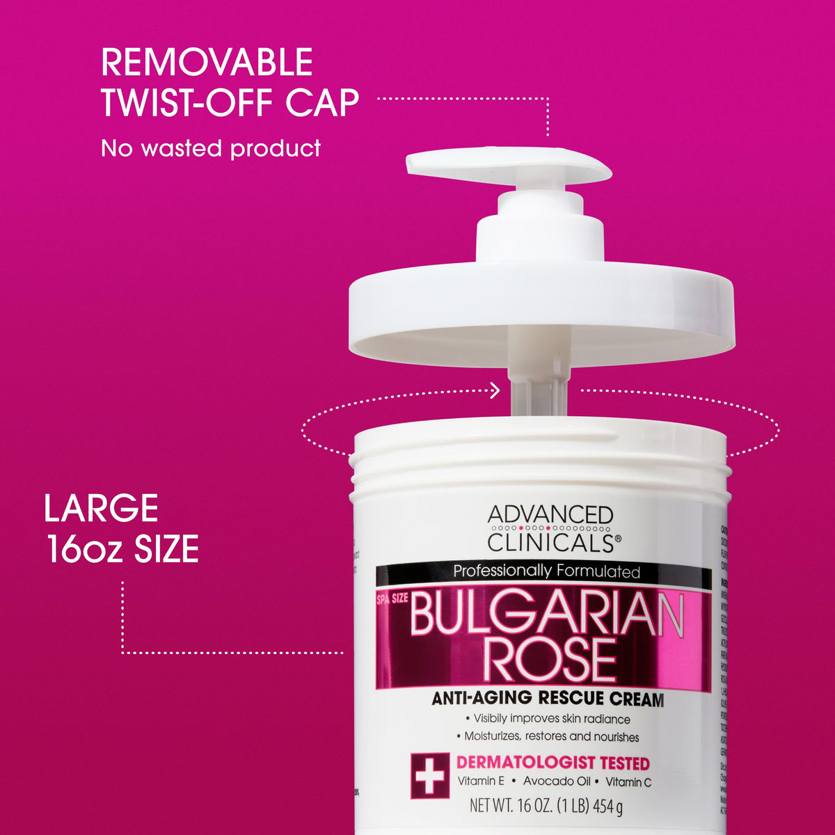 Advanced Clinicals cream texture swirled on spatula showing rich non-greasy hydration