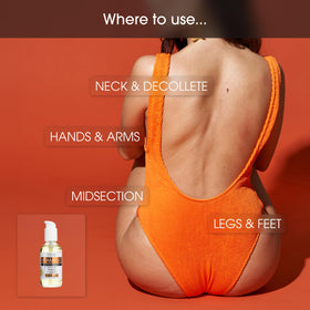 Advanced Clinicals oil drops on palm showing lightweight absorption benefit