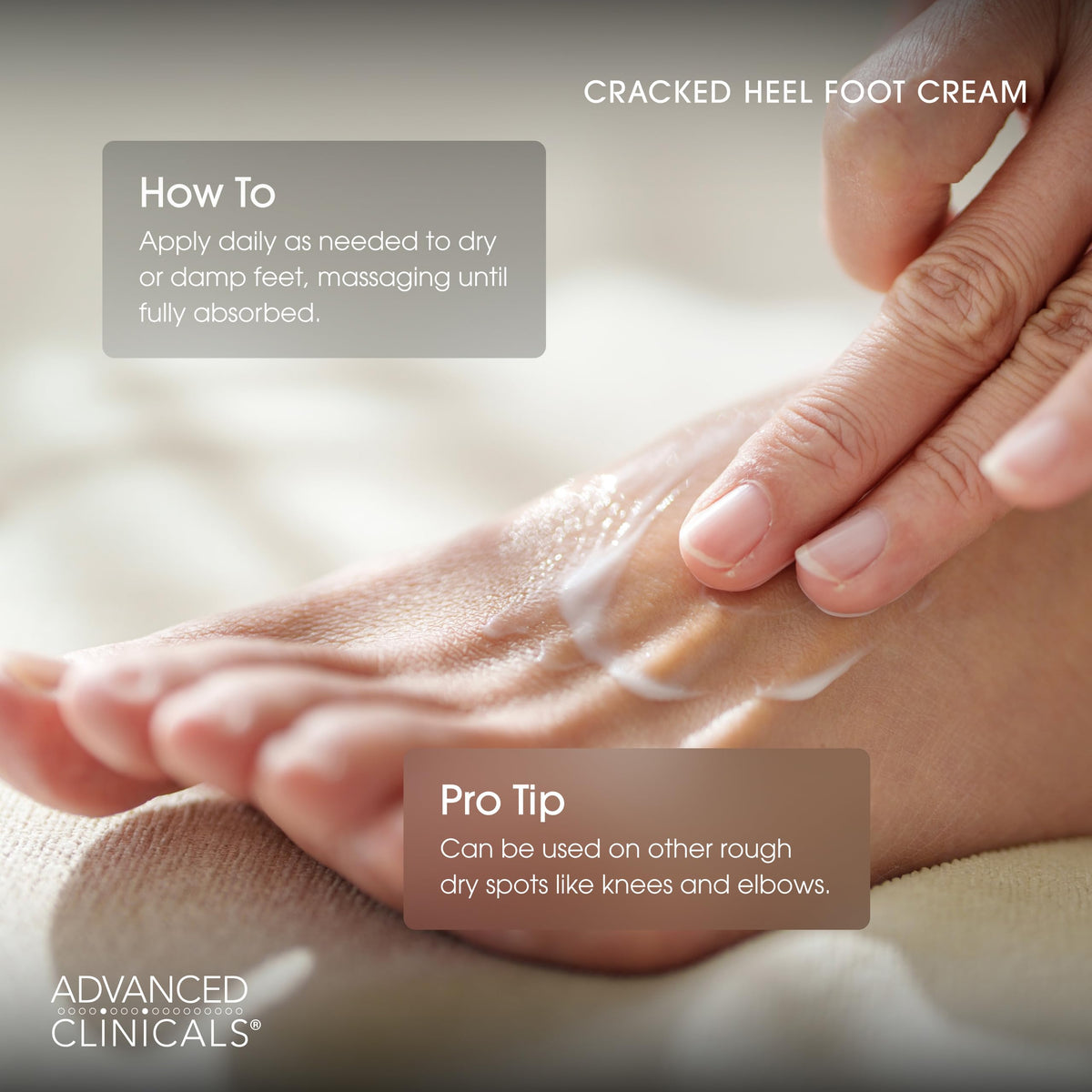 Advanced Clinicals applied before sleeping with socks for overnight repair