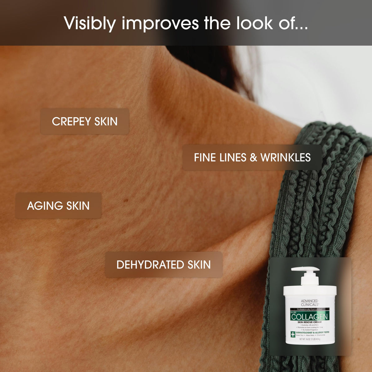Advanced Clinicals fragrance-free badge in a clean lifestyle setting promoting gentle formula