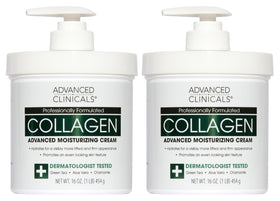 Advanced Clinicals front packaging showing collagen cream for visible hydration