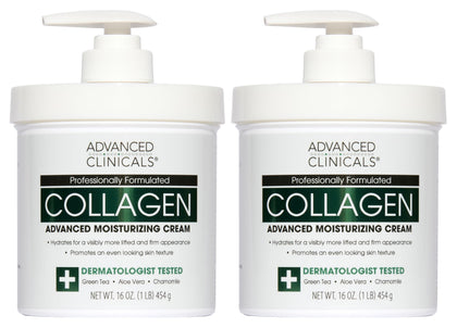Advanced Clinicals front packaging showing collagen cream for visible hydration