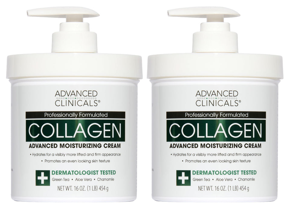 Advanced Clinicals front packaging showing collagen cream for visible hydration