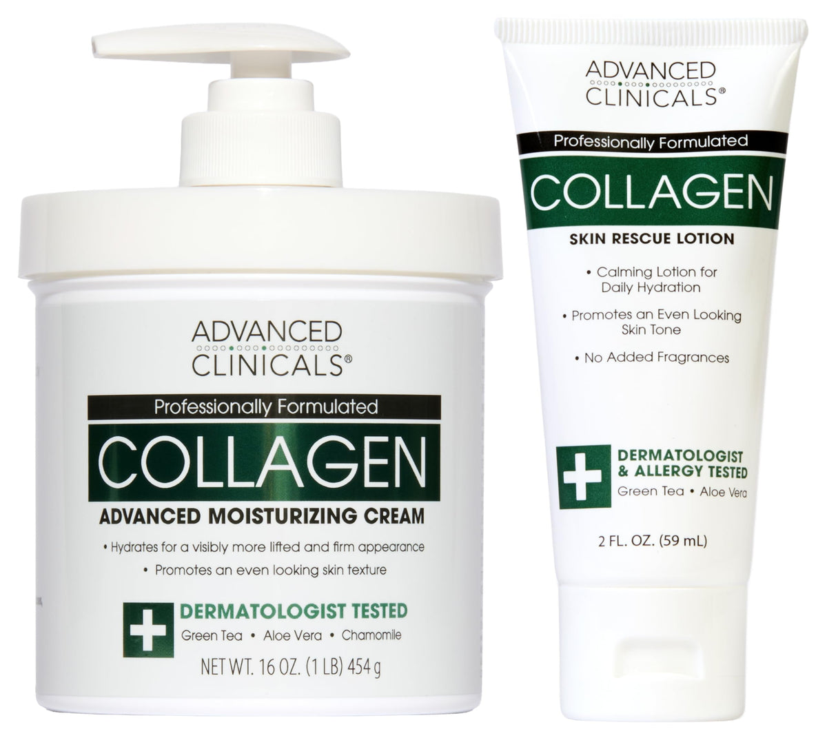 Advanced Clinicals front packaging showing collagen cream benefits
