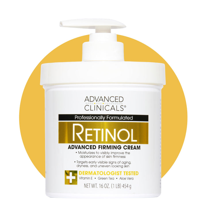 Advanced Clinicals front packaging showing 16 oz retinol lotion benefits
