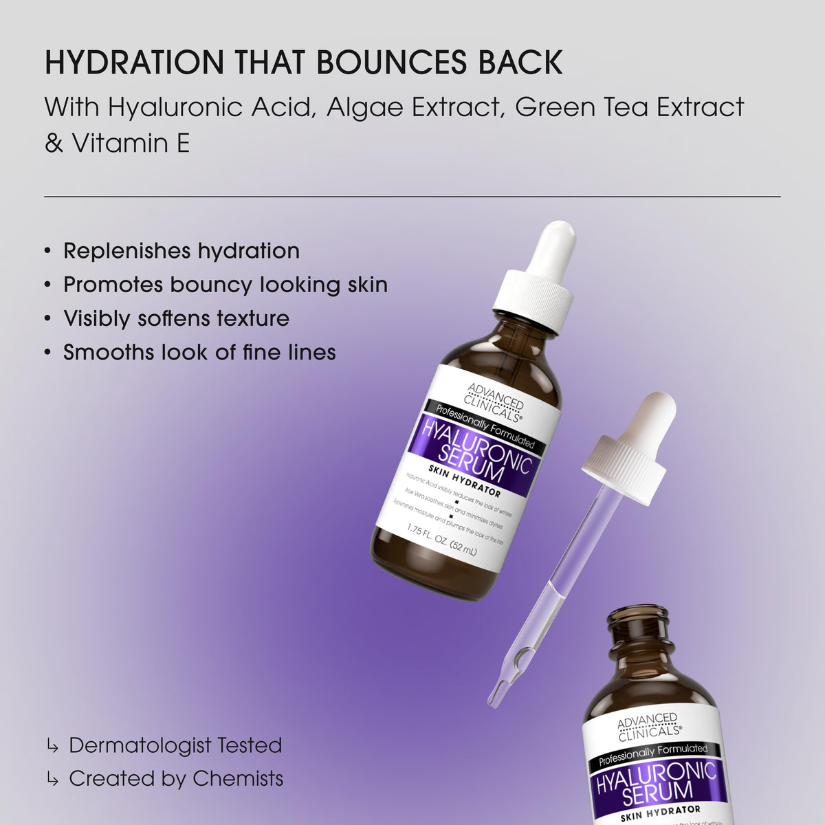 Advanced Clinicals dropper delivering precise serum dosage for controlled use