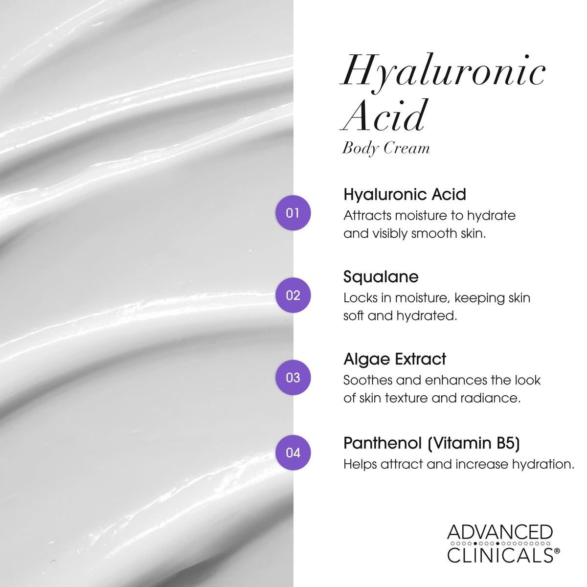 Advanced Clinicals label close-up listing key ingredients and benefits