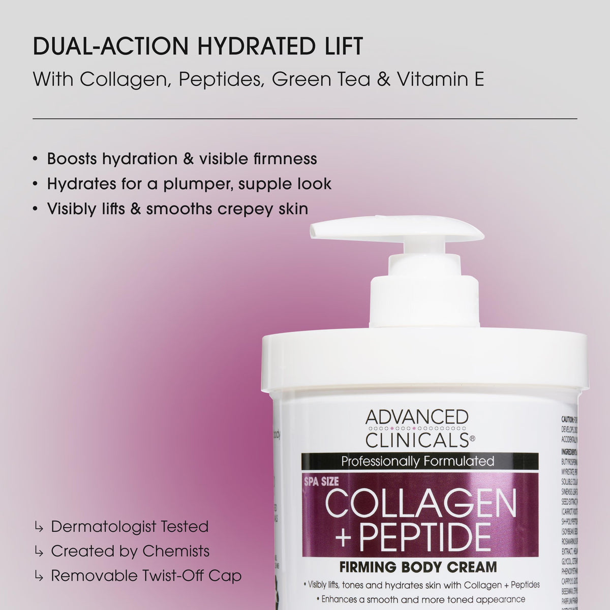 Advanced Clinicals open pump close-up revealing creamy texture for quick absorption