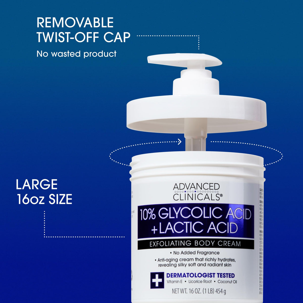 Advanced Clinicals lotion being dispensed to show easy application