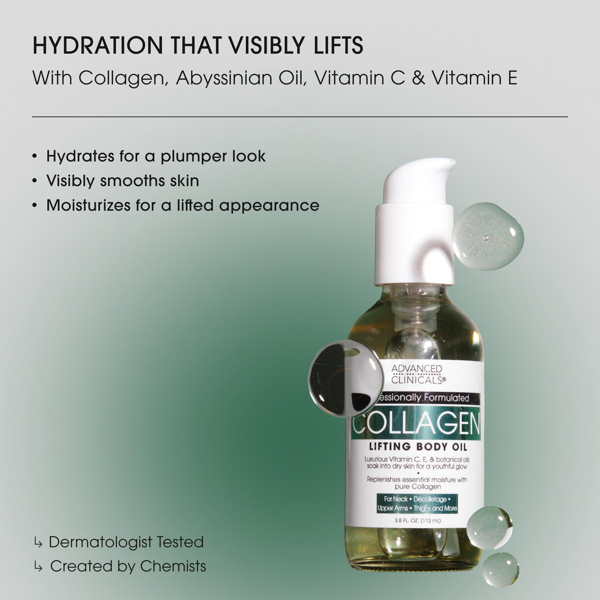 Advanced Clinicals pump dispenser dispensing a controlled amount for easy application