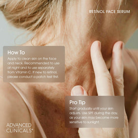 Advanced Clinicals retinol applied on hand showing lightweight absorption benefit