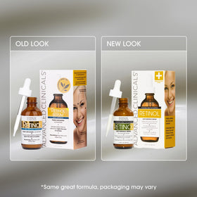 Advanced Clinicals close-up label with usage directions for safe gradual introduction