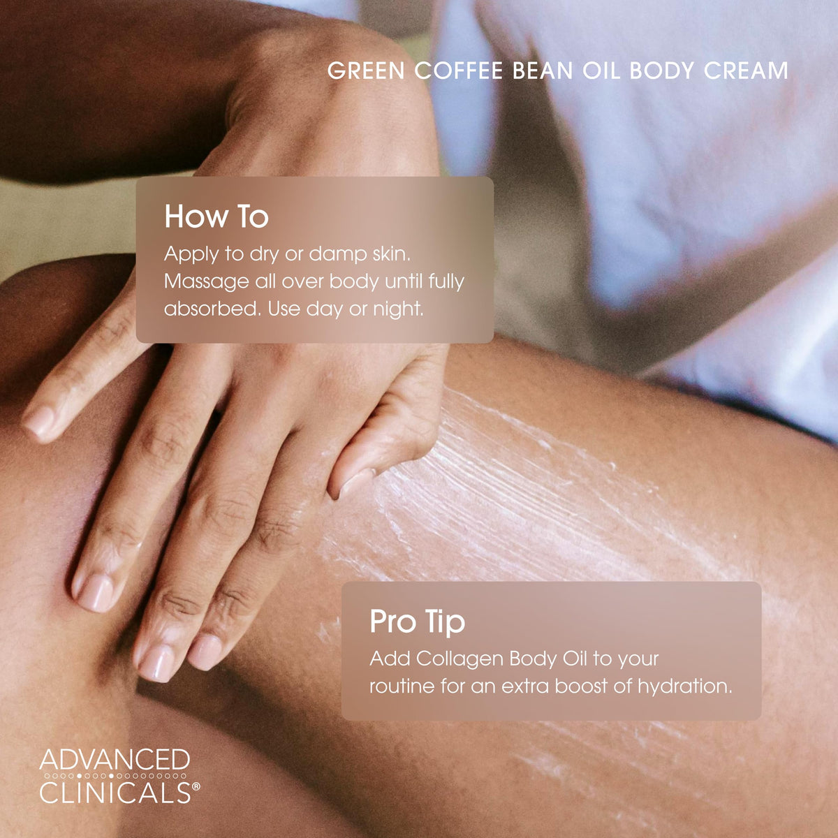 Advanced Clinicals demonstration of quick absorption and non-greasy finish