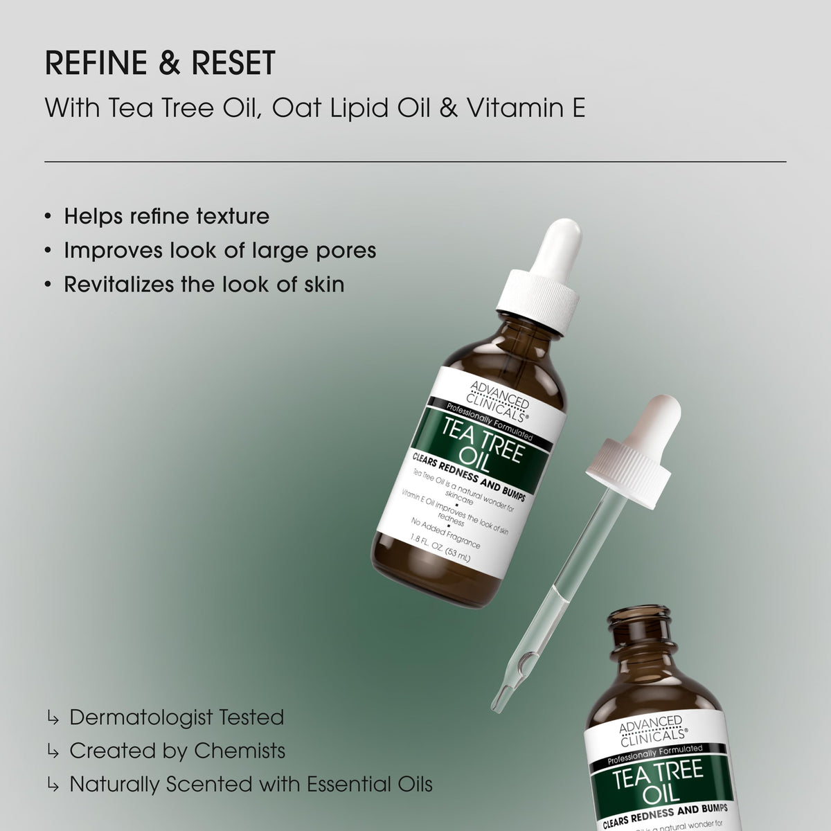 Advanced Clinicals dropper dispensing single drop highlighting controlled application benefit
