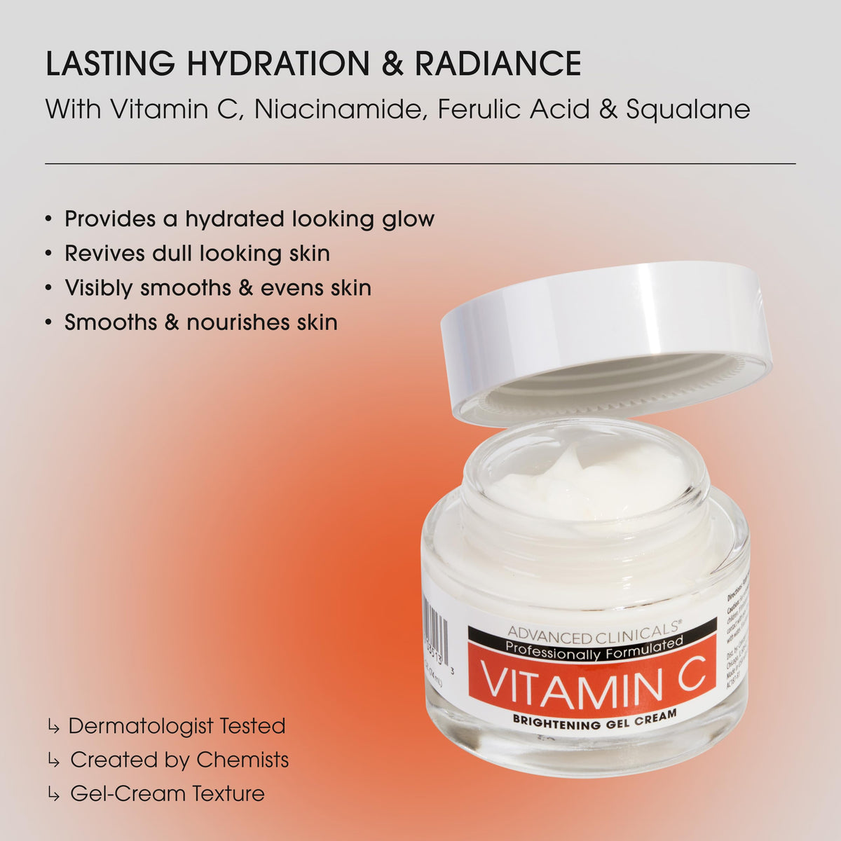 Advanced Clinicals cream texture close-up highlighting lightweight hydration