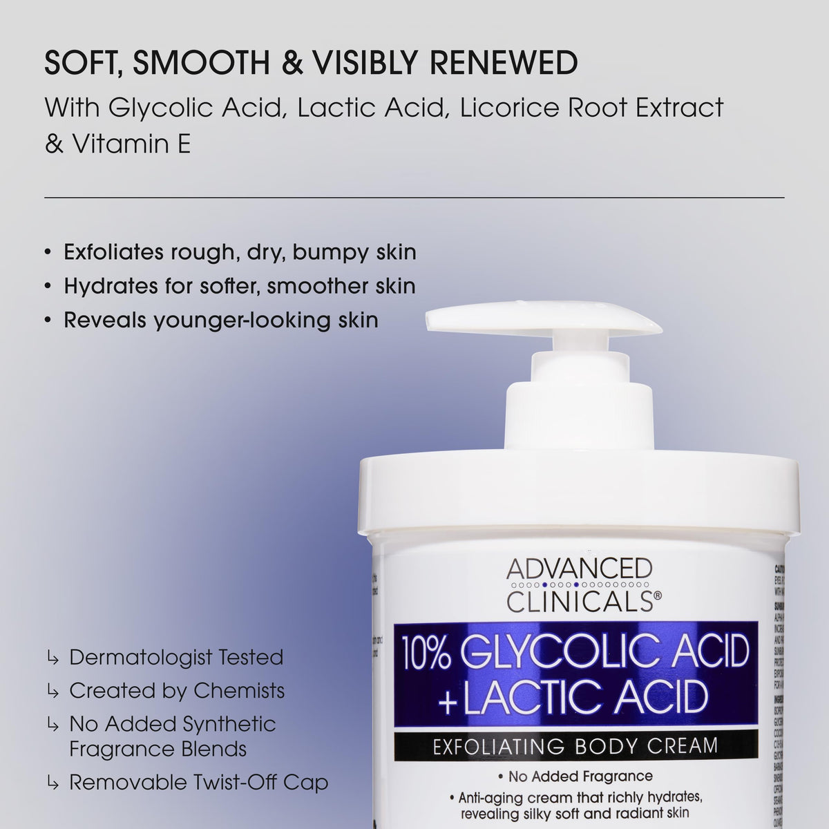 Advanced Clinicals cream texture close-up revealing smooth, non-greasy finish