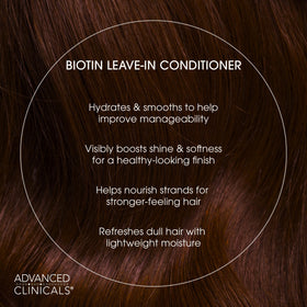 Advanced Clinicals spray texture droplet on palm highlighting lightweight formula for smooth detangling