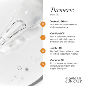 Advanced Clinicals ingredient bottles with turmeric and oils for nourishing blend