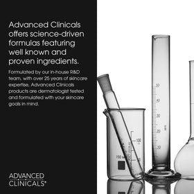 Advanced Clinicals label zoom on ingredients emphasizing science-driven formula