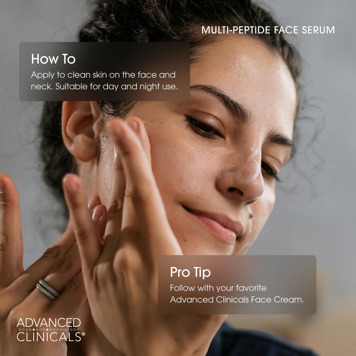 Advanced Clinicals application on face and neck demonstrating easy layering