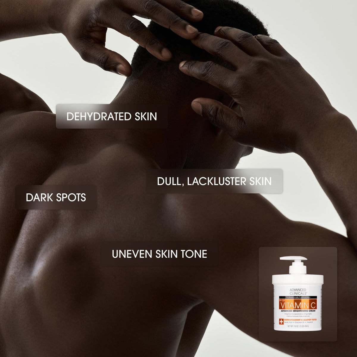 Advanced Clinicals cream applied on forearm demonstrating moisturized skin