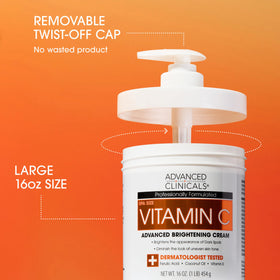 Advanced Clinicals pump dispensing cream into hand for quick absorption