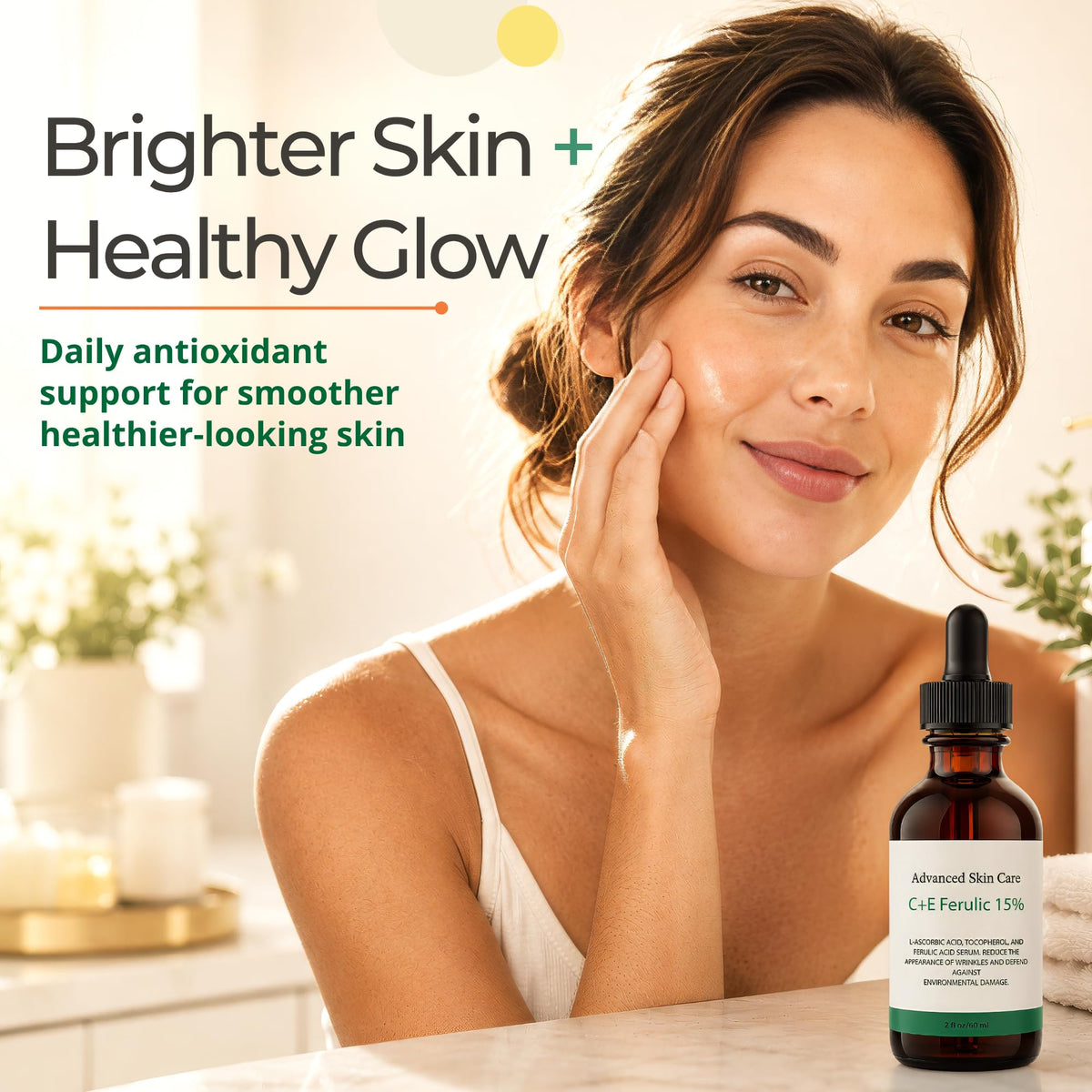 Advanced Skin Care pipette dispensing serum illustrating precise application