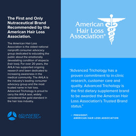 Advanced Trichology bottle top view illustrating easy-open cap and convenience