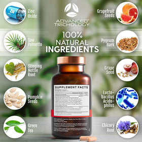 Advanced Trichology capsule texture close-up highlighting vegetarian capsule quality
