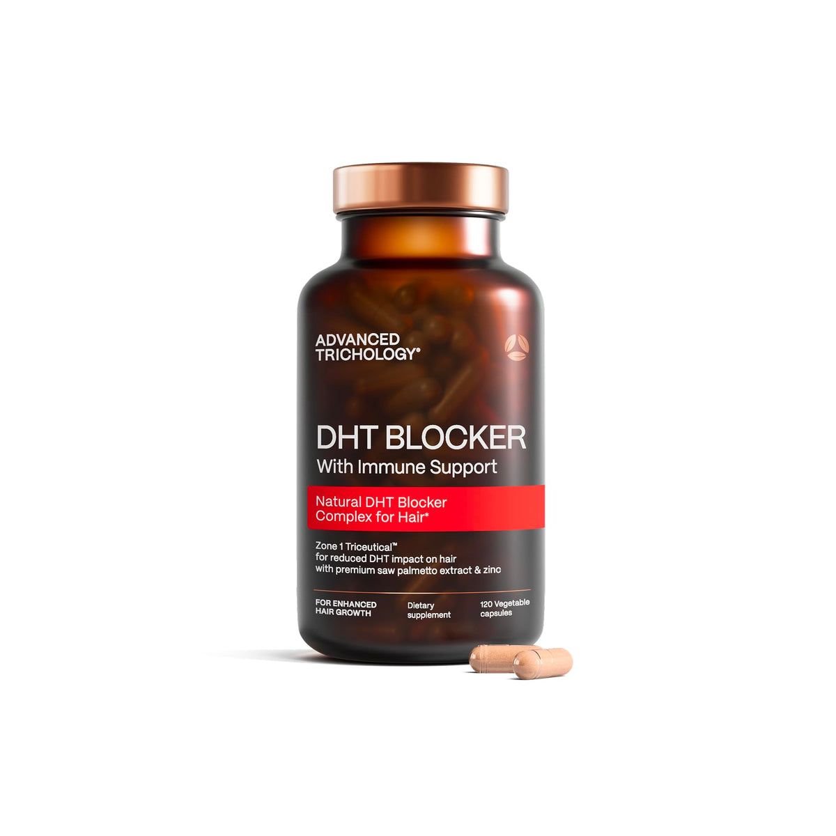 Advanced Trichology front packaging showing bottle and branding benefit clarity