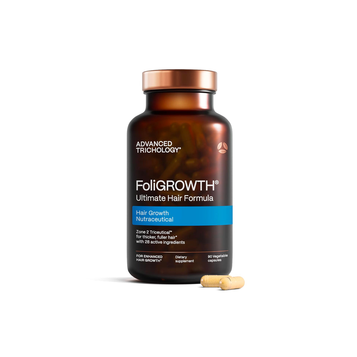 Advanced Trichology front bottle showing product and benefits