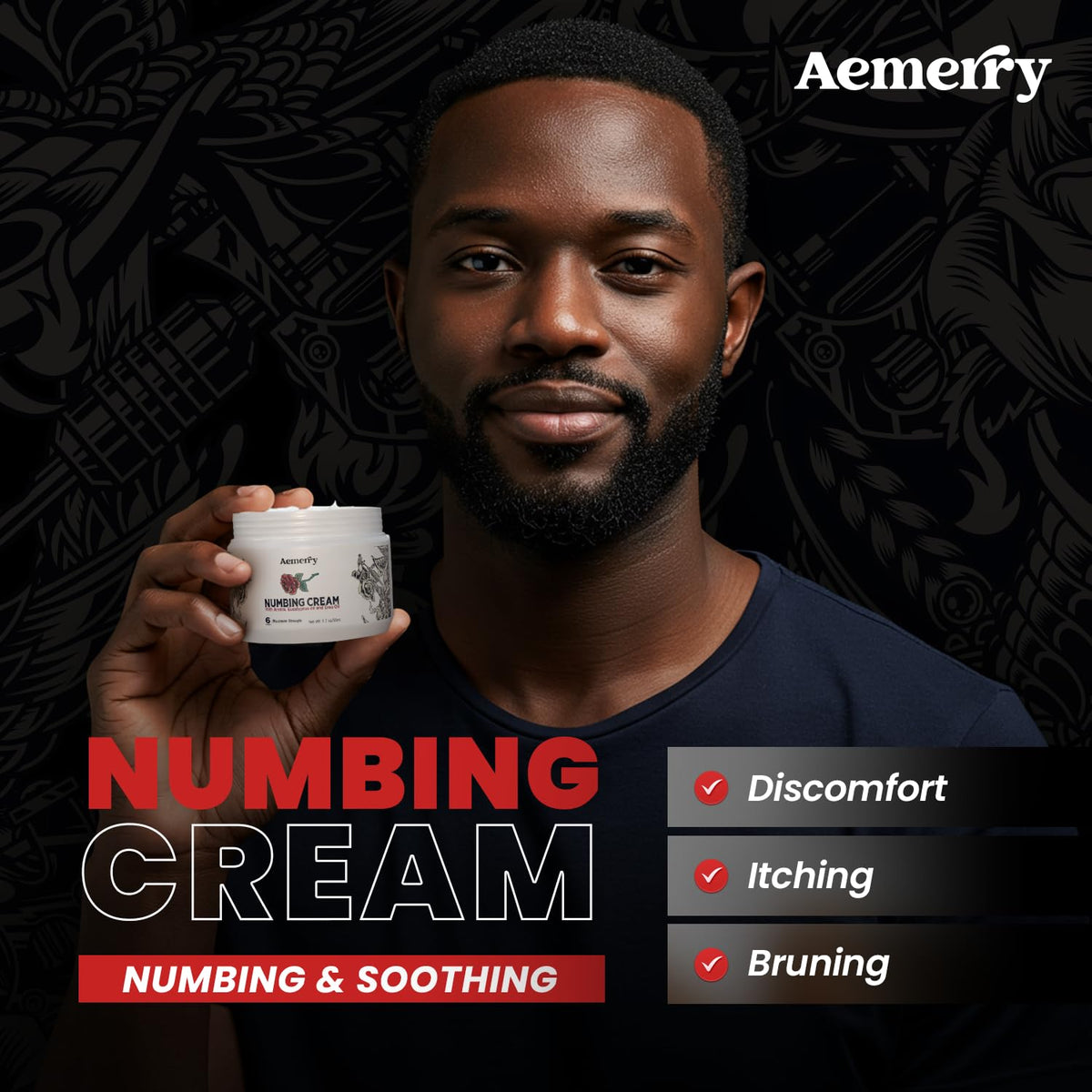 Aemerry texture close-up of cream demonstrating smooth, non-greasy finish