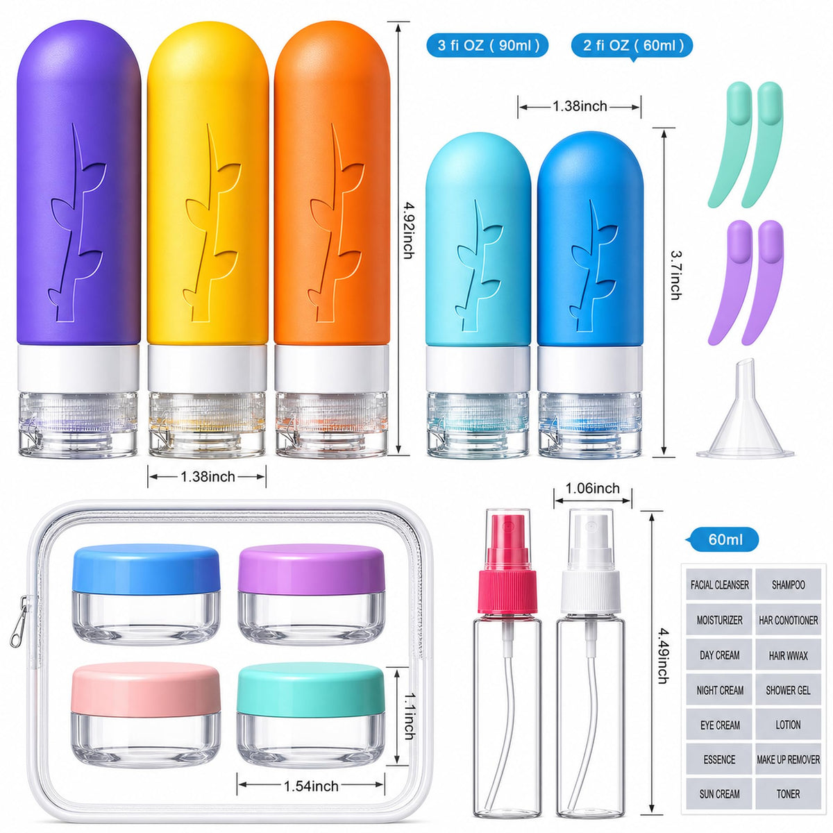 Aeomni spray bottle and cream jars displayed for versatile toiletries use