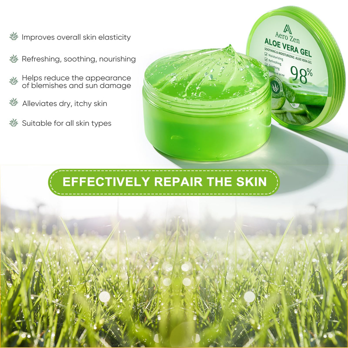Close-up of Aero Zen gel texture displaying smooth, lightweight hydration
