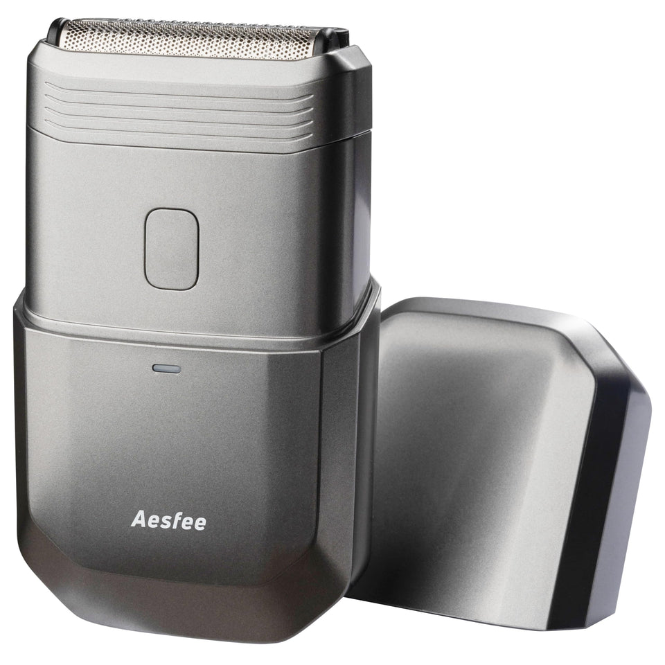 Aesfee front view of foil shaver showing compact ergonomic design benefit