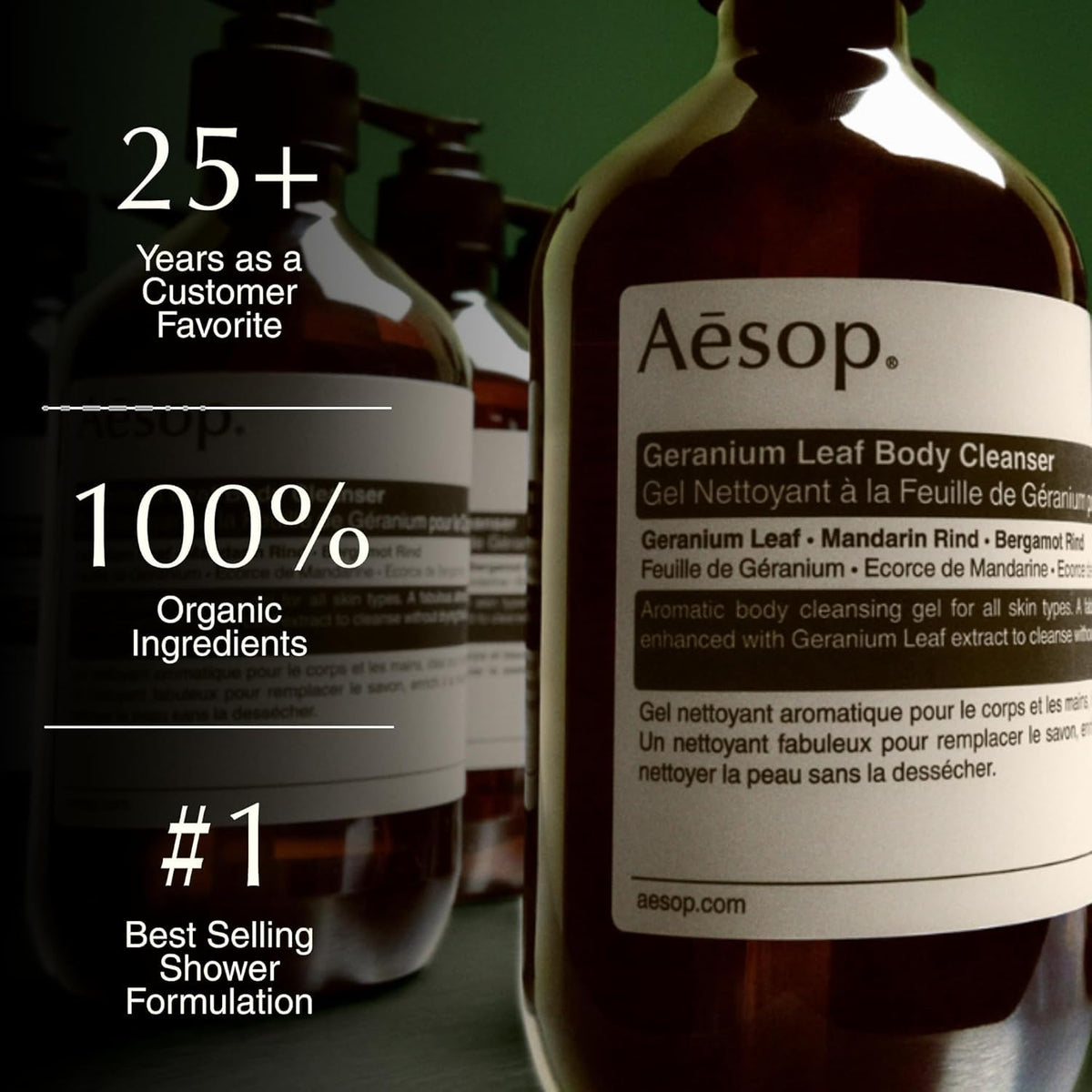 Aesop pouring cleanser onto sponge to show usage and easy-to-dispense refill benefit