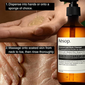Aesop bottle in hand to show 500 mL scale and refill value for less frequent purchases