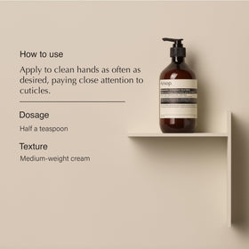 Aesop hand balm pump and nozzle detail highlighting precise dispensing and tidy application
