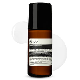 Aesop roll-on front packaging showing bottle and label with benefit of gentle odor control