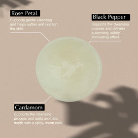 Aesop rose petals and oil ingredient display showing botanical sourcing benefit