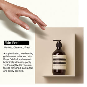 Aesop 500 mL bottle beside everyday objects showing true size and value benefit