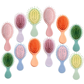 AESPAKO front pack showing 12 mini wet hair brushes for travel convenience