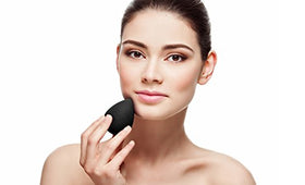 Aesthetica lifestyle image with sponges in a makeup bag for travel-ready convenience