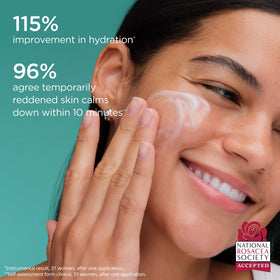 AESTURA applying gel cream on cheek, reduces visible redness