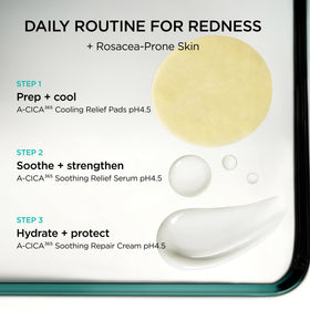 AESTURA ingredient flatlay of centella, hyaluronic acid, and zinc illustrating soothing support