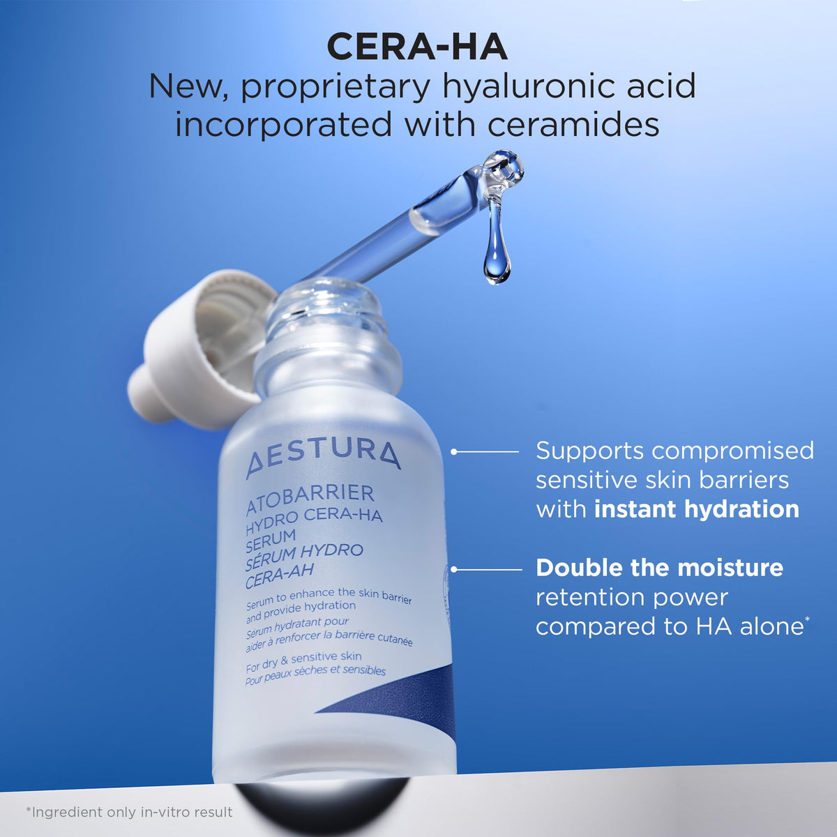AESTURA serum texture on hand showing lightweight hydrating finish benefit
