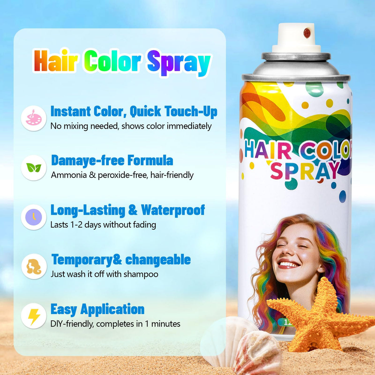 AFCRYIYE purple streak applied on hair model, vibrant accent benefit