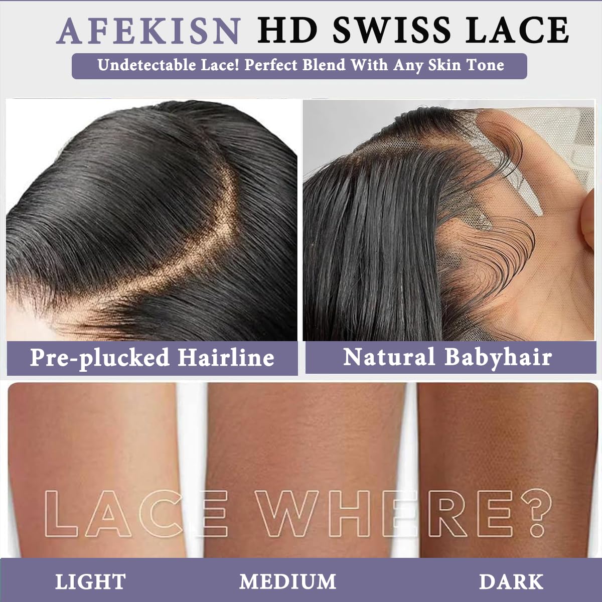 Afekisn close texture shot of body wave hair showing soft shine and tangle resistance