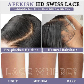 Afekisn close texture shot of body wave hair showing soft shine and tangle resistance