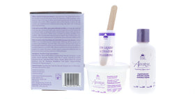 Affirm relaxer kit contents laid out with four application portions benefit